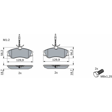 BOSCH Bremsbelagsatz, Scheibenbremse 0 986 424 414