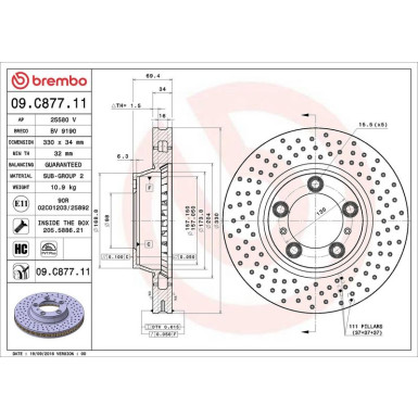 Brembo Bremsscheibe PRIME LINE - UV Coated 09.C877.11