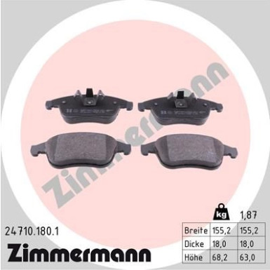Zimmermann | Bremsbelagsatz, Scheibenbremse | 24710.180.1