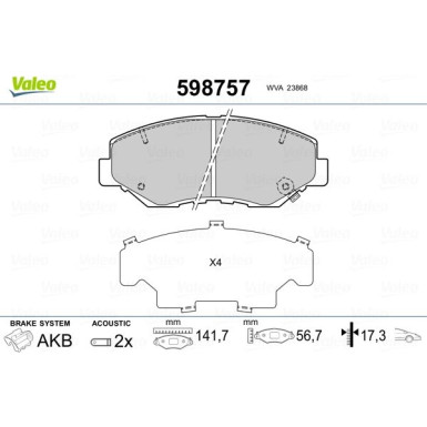 Valeo | Bremsbelagsatz, Scheibenbremse | 598757
