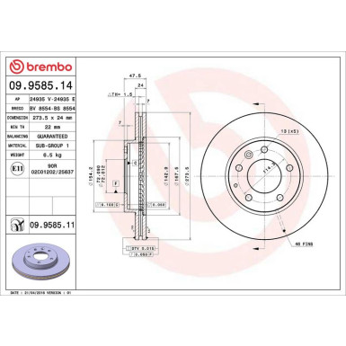 Brembo Bremsscheibe PRIME LINE - UV Coated 09.9585.11