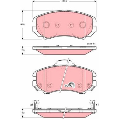 GDB3386 Bremsbelagsatz, Scheibenbremse COTEC