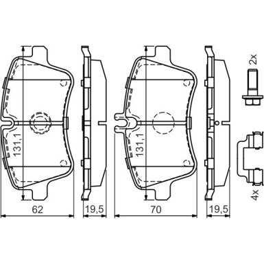 BOSCH Bremsbelagsatz, Scheibenbremse 0 986 494 607
