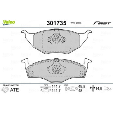 Valeo | Bremsbelagsatz, Scheibenbremse | 301735