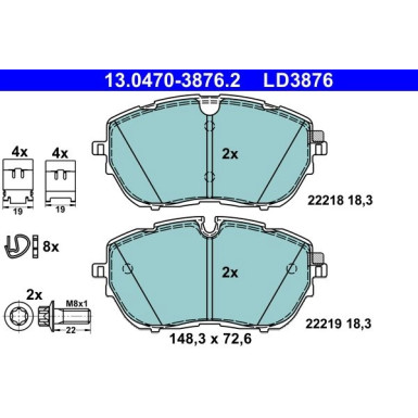 Bremsbelagsatz, Scheibenbremse ATE Ceramic 13.0470-3876.2