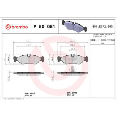 Brembo Bremsbelagsatz, Scheibenbremse PRIME LINE P 50 081