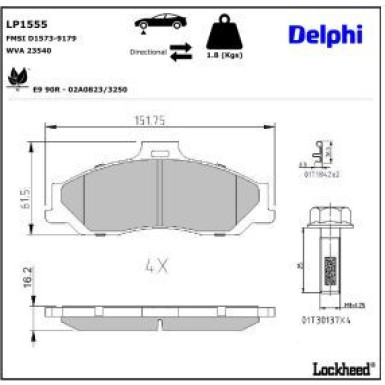 Delphi Bremsbelagsatz, Scheibenbremse LP1555