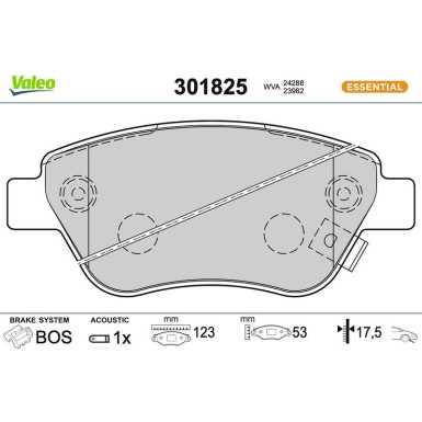 Valeo Bremsbelagsatz, Scheibenbremse ESSENTIAL 301825