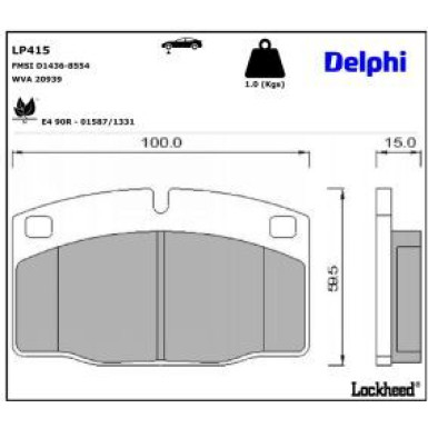 Delphi Bremsbelagsatz, Scheibenbremse LP415