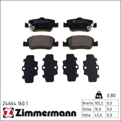 Zimmermann Bremsbelagsatz, Scheibenbremse 24664.160.1