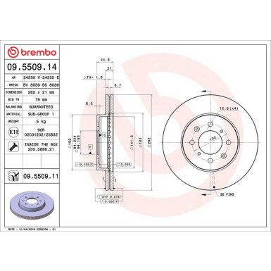 09.5509.11 Bremsscheibe PRIME LINE - UV Coated