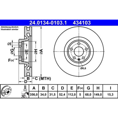 ATE | Bremsensatz, Scheibenbremse | 24.0134-0103.1 + 13.0460-7280.2