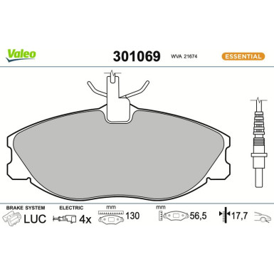 Valeo | Bremsbelagsatz, Scheibenbremse | 301069