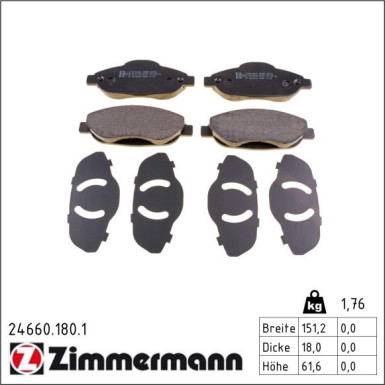 Zimmermann Bremsbelagsatz, Scheibenbremse 24660.180.1