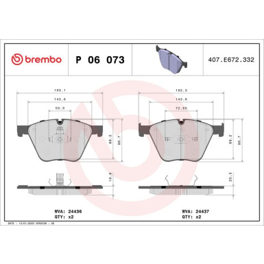 Brembo Bremsbelagsatz, Scheibenbremse PRIME LINE P 06 073