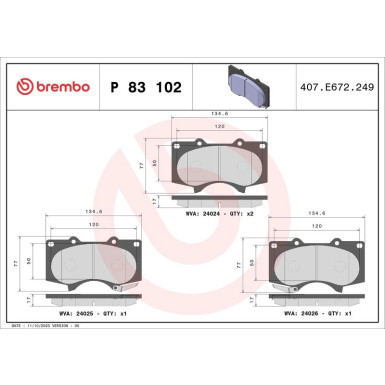 Brembo Bremsbelagsatz, Scheibenbremse PRIME LINE P 83 102