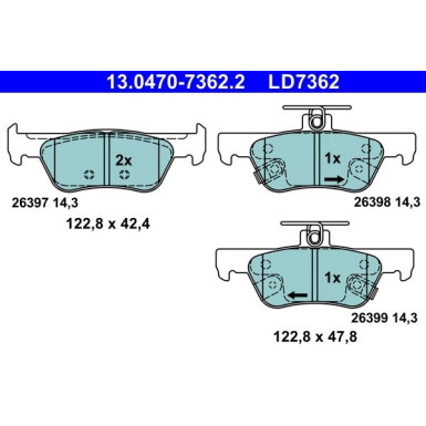 Bremsbelagsatz, Scheibenbremse ATE Ceramic 13.0470-7362.2