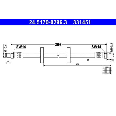 ATE | Bremsschlauch | 24.5170-0296.3