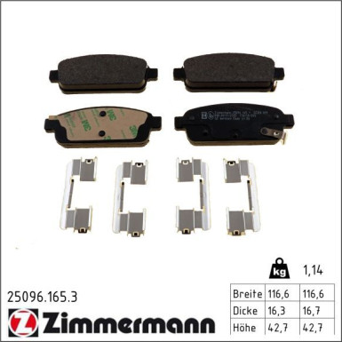 Zimmermann Bremsbelagsatz, Scheibenbremse 25096.165.3