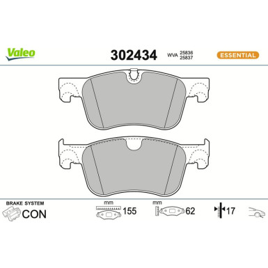 Valeo | Bremsbelagsatz, Scheibenbremse | 302434
