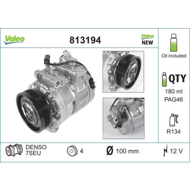 813194 Kompressor, Klimaanlage VALEO CORE-FLEX