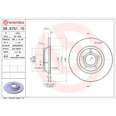Brembo Bremsscheibe PRIME LINE 08.6751.10