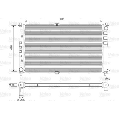 VALEO 701602 Kühler, Motorkühlung für KIA CARNIVAL Aluminium, 418x700x26mm, ohne Kühlmittelregler