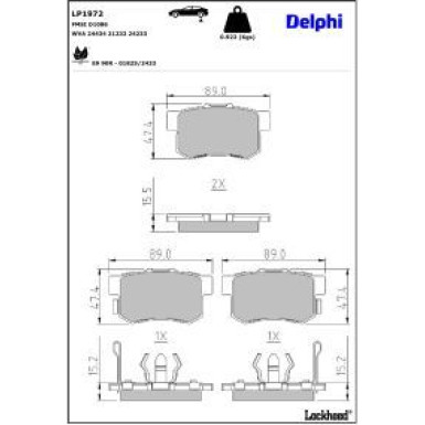 Delphi Bremsbelagsatz, Scheibenbremse LP1972