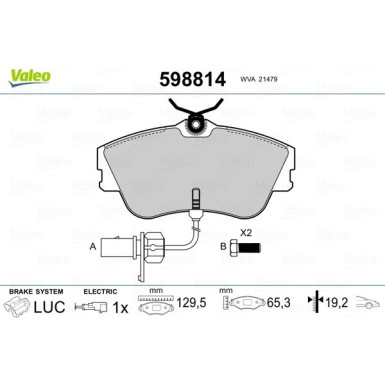 Valeo | Bremsbelagsatz, Scheibenbremse | 598814