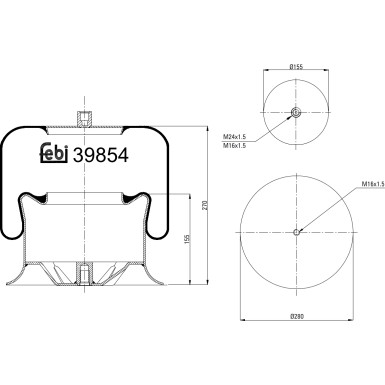 FEBI BILSTEIN 39854 Federbalg, Luftfederung FEBI BILSTEIN 39854 Federbalg, Luftfederung