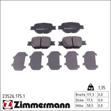 Zimmermann Bremsbelagsatz, Scheibenbremse 23526.175.1