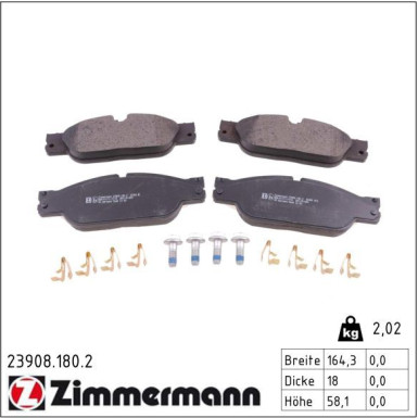 Zimmermann Bremsbelagsatz, Scheibenbremse 23908.180.2
