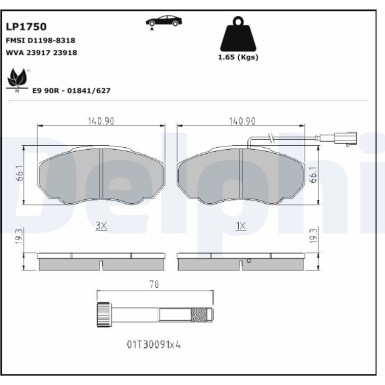LP1750 Bremsbelagsatz, Scheibenbremse