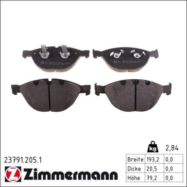Zimmermann Bremsbelagsatz, Scheibenbremse 23791.205.1