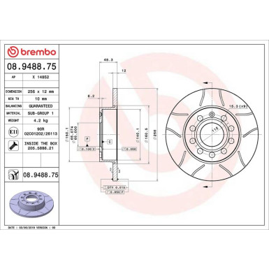 Brembo Bremsscheibe XTRA LINE - Max 08.9488.75