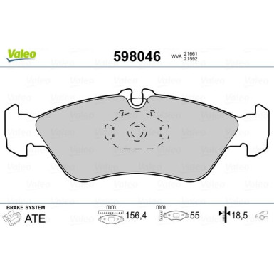 Valeo | Bremsbelagsatz, Scheibenbremse | 598046