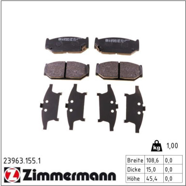 Zimmermann Bremsbelagsatz, Scheibenbremse 23963.155.1