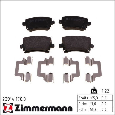Zimmermann Bremsbelagsatz, Scheibenbremse 23914.170.3