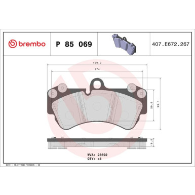 Brembo Bremsbelagsatz, Scheibenbremse PRIME LINE P 85 069