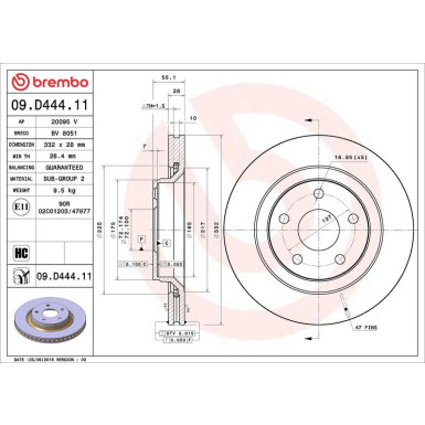 09.D444.11 Bremsscheibe PRIME LINE - UV Coated