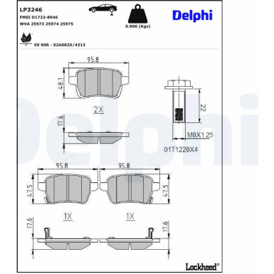 Delphi | Bremsbelagsatz, Scheibenbremse | LP3246 Delphi | Bremsbelagsatz, Scheibenbremse | LP3246