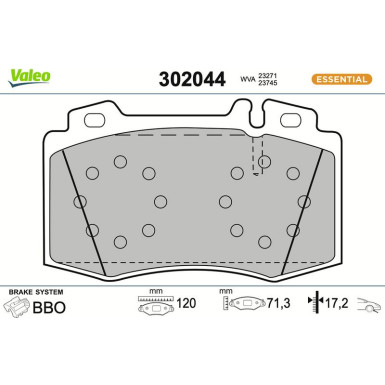 Valeo Bremsbelagsatz, Scheibenbremse ESSENTIAL 302044