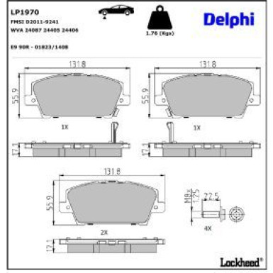 Delphi Bremsbelagsatz, Scheibenbremse LP1970