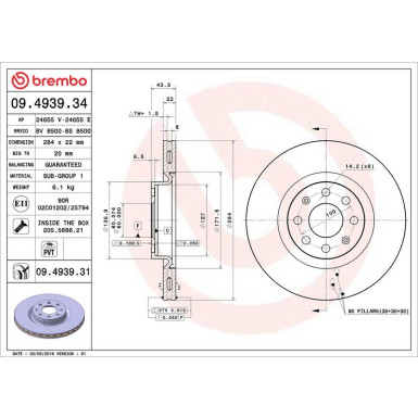 Brembo Bremsscheibe PRIME LINE - UV Coated 09.4939.31
