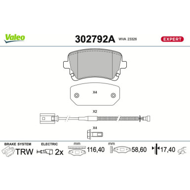 Valeo | Bremsbelagsatz, Scheibenbremse | 302792A