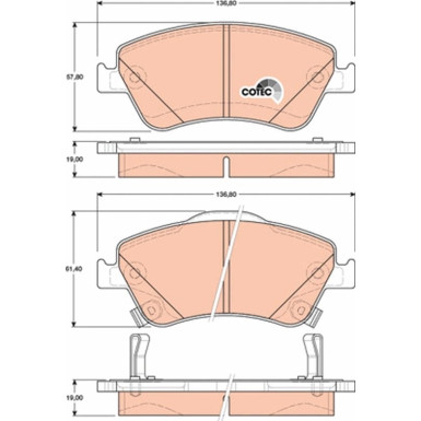 GDB3481 Bremsbelagsatz, Scheibenbremse COTEC