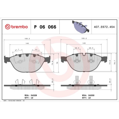 Brembo Bremsbelagsatz, Scheibenbremse PRIME LINE P 06 066