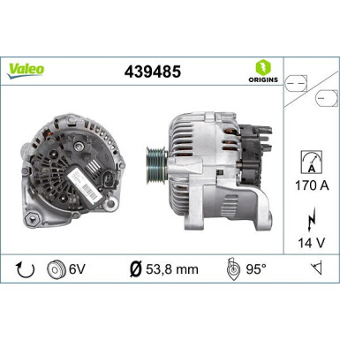 439485 Generator VALEO ORIGINS - NEW O.E. TECHNOLOGIE