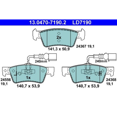 Bremsbelagsatz, Scheibenbremse ATE Ceramic 13.0470-7190.2