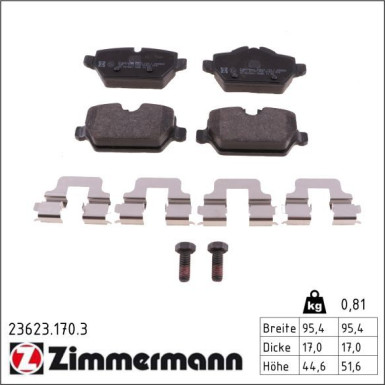 Zimmermann Bremsbelagsatz, Scheibenbremse 23623.170.3